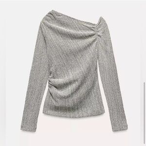 NWT ZARA • Asymmetrical Textured Top